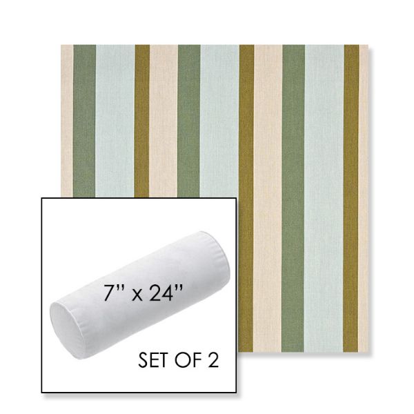 Picture of Gateway Aloe | Set of 2 | 7" x 24" Sunbrella Outdoor Bolster Pillows with Premium Inserts