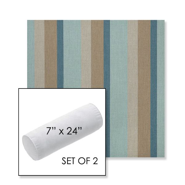 Picture of Gateway Mist | Set of 2 | 7" x 24" Sunbrella Outdoor Bolster Pillows with Premium Inserts