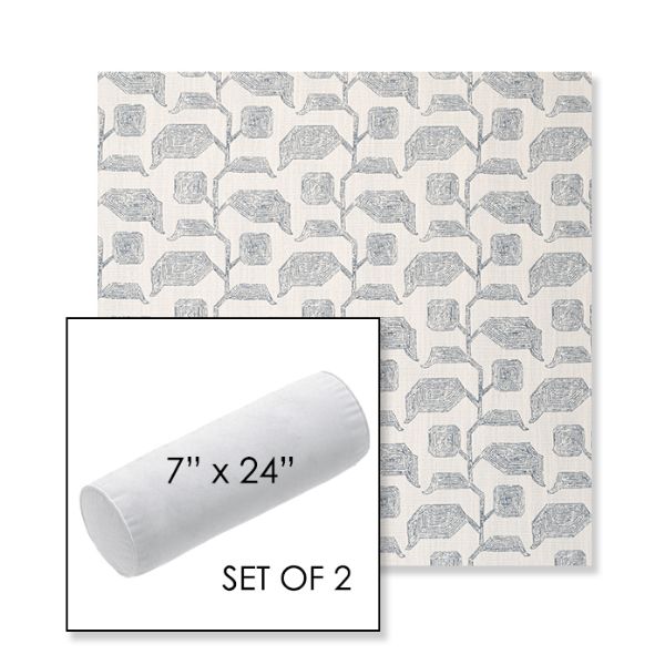 Picture of Lola Slate | Set of 2 | 7" x 24" Sunbrella Outdoor Bolster Pillows with Premium Inserts