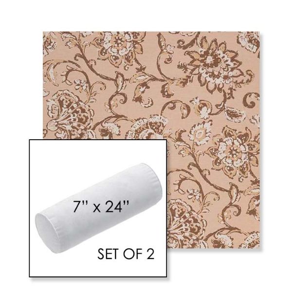 Picture of Martha Floral Dogwood | Set of 2 | 7" x 24" Sunbrella Outdoor Bolster Pillows with Premium Inserts