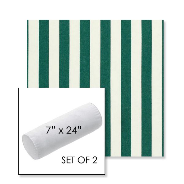 Picture of Mason Forest Green | Set of 2 | 7" x 24" Sunbrella Outdoor Bolster Pillows with Premium Inserts