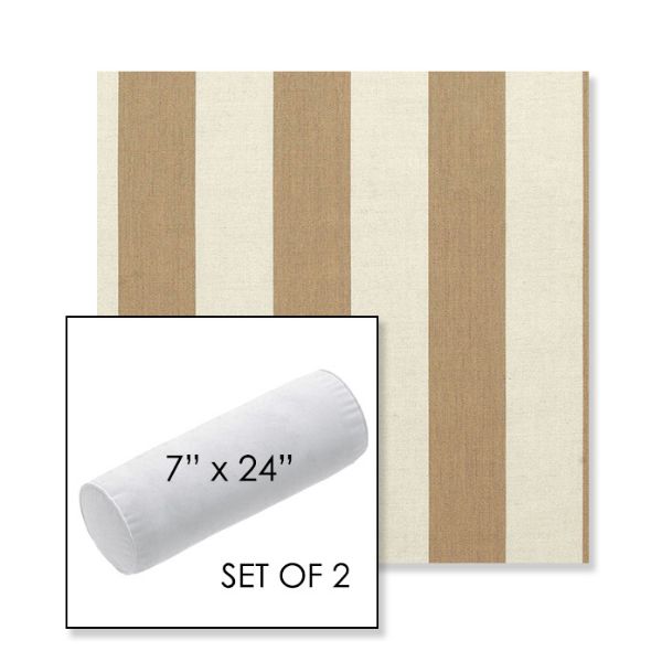 Picture of Maxim Heather Beige | Set of 2 | 7" x 24" Sunbrella Outdoor Bolster Pillows with Premium Inserts
