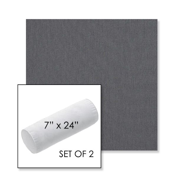 Picture of Natte Charcoal Chine | Set of 2 | 7" x 24" Sunbrella Outdoor Bolster Pillows with Premium Inserts