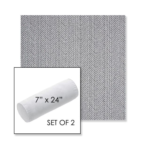 Picture of Posh Graphite | Set of 2 | 7" x 24" Sunbrella Outdoor Bolster Pillows with Premium Inserts