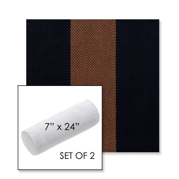 Picture of Rothko Bourbon Blue | Set of 2 | 7" x 24" Sunbrella Outdoor Bolster Pillows with Premium Inserts