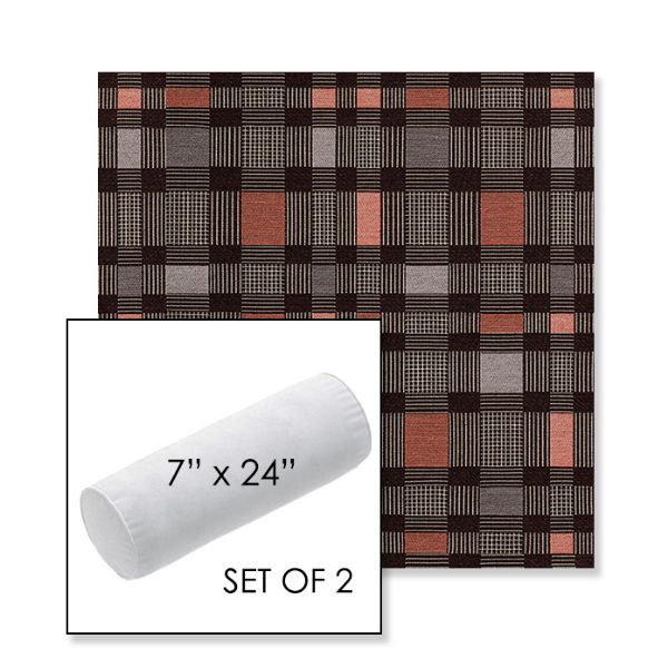 Picture of Rubix Huckleberry | Set of 2 | 7" x 24" Sunbrella Outdoor Bolster Pillows with Premium Inserts