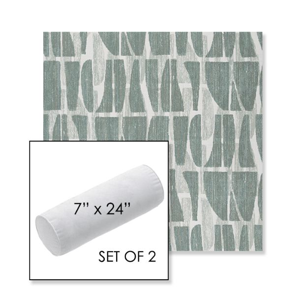Picture of Scheme Mist | Set of 2 | 7" x 24" Sunbrella Outdoor Bolster Pillows with Premium Inserts