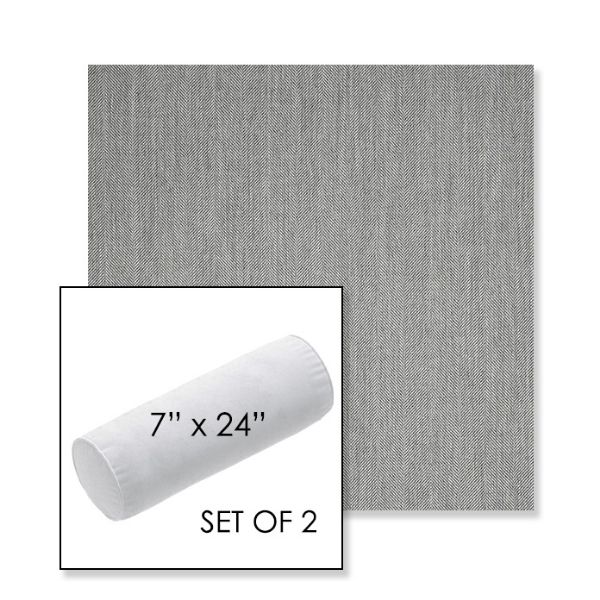 Picture of Switch Silver | Set of 2 | 7" x 24" Sunbrella Outdoor Bolster Pillows with Premium Inserts