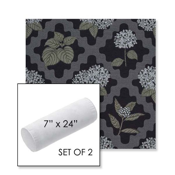 Picture of Trellis Morning Glory | Set of 2 | 7" x 24" Sunbrella Outdoor Bolster Pillows with Premium Inserts