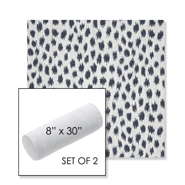 Picture of Agra Indigo | Set of 2 | 8" x 30" Sunbrella Outdoor Bolster Pillows with Premium Inserts