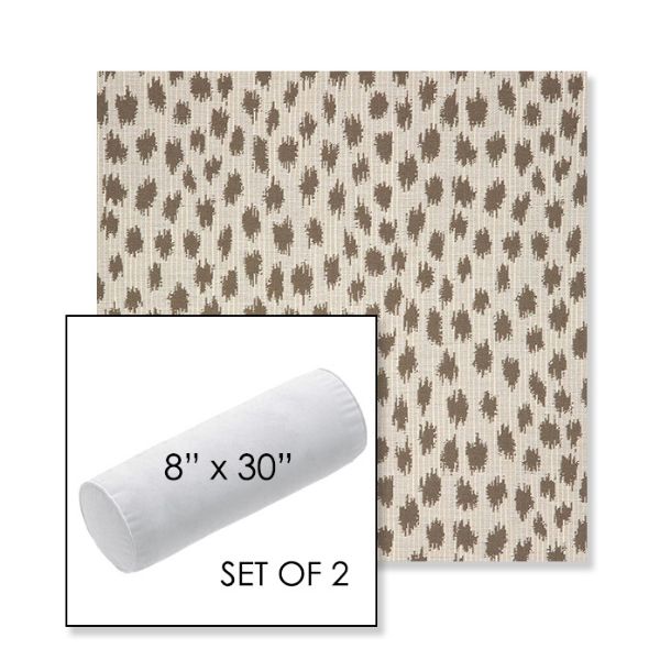 Picture of Agra Pebble | Set of 2 | 8" x 30" Sunbrella Outdoor Bolster Pillows with Premium Inserts