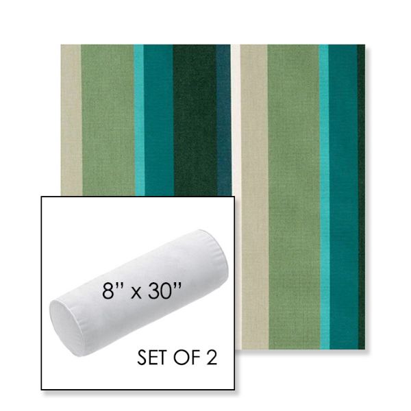 Picture of Beaming Lagoon | Set of 2 | 8" x 30" Sunbrella Outdoor Bolster Pillows with Premium Inserts