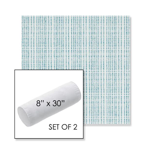 Picture of Benson Lagoon | Set of 2 | 8" x 30" Sunbrella Outdoor Bolster Pillows with Premium Inserts