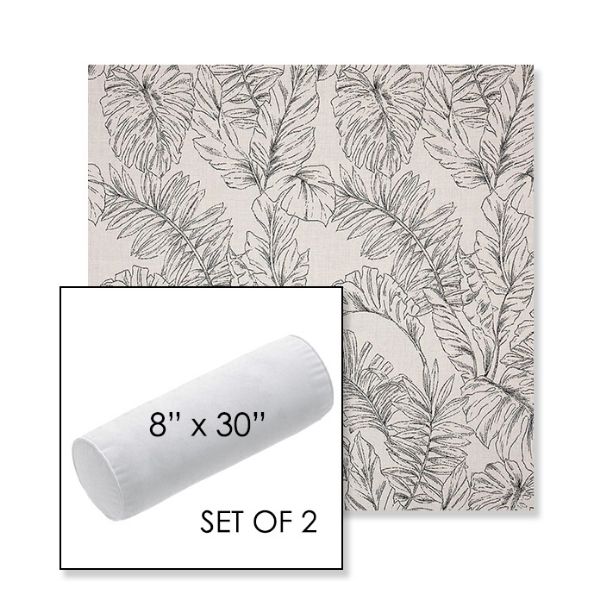 Picture of Calm Graphite | Set of 2 | 8" x 30" Sunbrella Outdoor Bolster Pillows with Premium Inserts