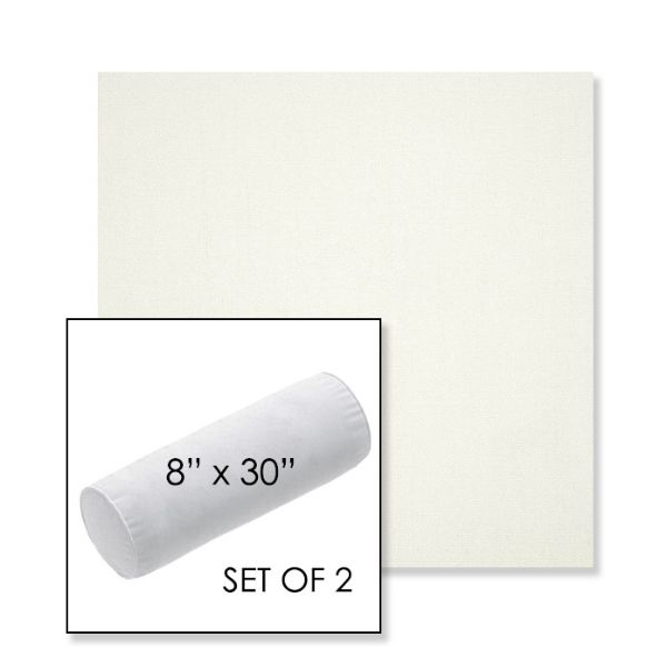Picture of Canvas White | Set of 2 | 8" x 30" Sunbrella Outdoor Bolster Pillows with Premium Inserts
