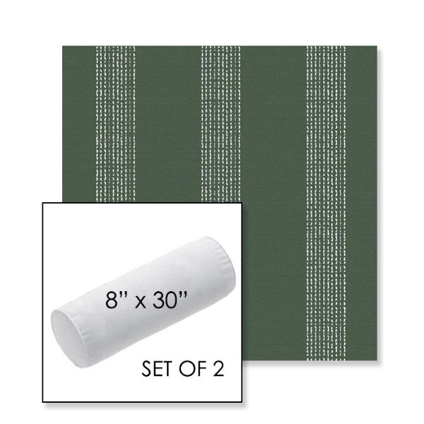 Picture of Caper Moss | Set of 2 | 8" x 30" Sunbrella Outdoor Bolster Pillows with Premium Inserts