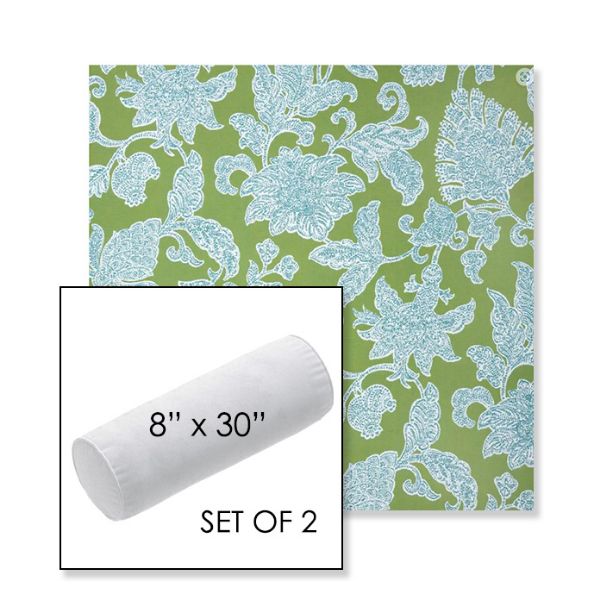 Picture of Floral Song Spring | Set of 2 | 8" x 30" Sunbrella Outdoor Bolster Pillows with Premium Inserts