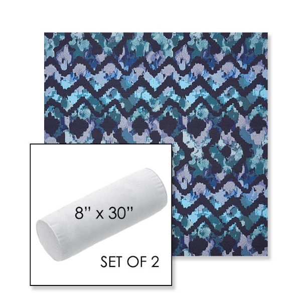 Picture of Inga Waterscape | Set of 2 | 8" x 30" Sunbrella Outdoor Bolster Pillows with Premium Inserts