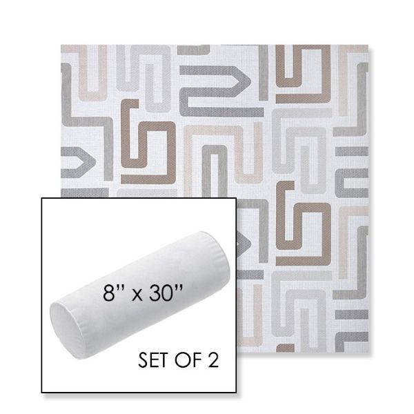 Picture of Labyrinth Cloud | Set of 2 | 8" x 30" Sunbrella Outdoor Bolster Pillows with Premium Inserts