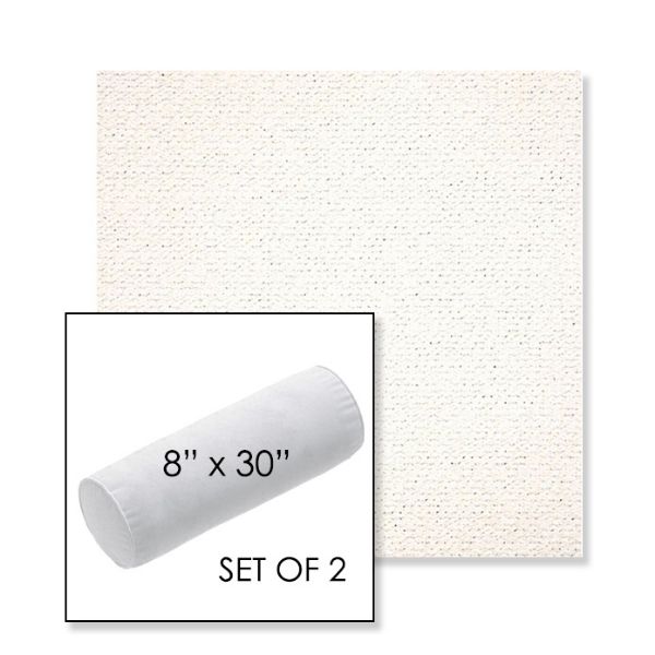 Picture of Litchfield Snow | Set of 2 | 8" x 30" Sunbrella Outdoor Bolster Pillows with Premium Inserts