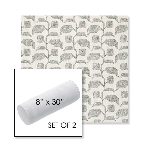 Picture of Lola Juniper | Set of 2 | 8" x 30" Sunbrella Outdoor Bolster Pillows with Premium Inserts