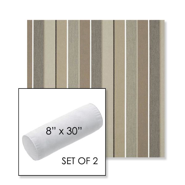 Picture of Milano Char | Set of 2 | 8" x 30" Sunbrella Outdoor Bolster Pillows with Premium Inserts