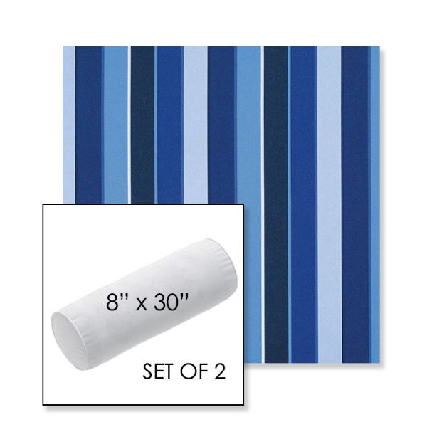Picture of Milano Cobalt | Set of 2 | 8" x 30" Sunbrella Outdoor Bolster Pillows with Premium Inserts
