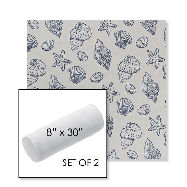 Picture of Nantucket Atlantis | Set of 2 | 8" x 30" Sunbrella Outdoor Bolster Pillows with Premium Inserts