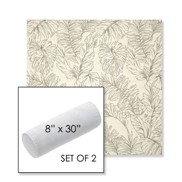 Picture of Palma Whitesand | Set of 2 | 8" x 30" Sunbrella Outdoor Bolster Pillows with Premium Inserts