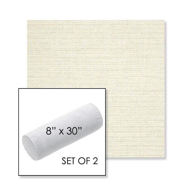 Picture of Piazza Parchment | Set of 2 | 8" x 30" Sunbrella Outdoor Bolster Pillows with Premium Inserts