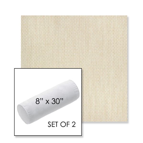 Picture of Pique Flax | Set of 2 | 8" x 30" Sunbrella Outdoor Bolster Pillows with Premium Inserts