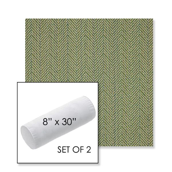 Picture of Posh Shamrock | Set of 2 | 8" x 30" Sunbrella Outdoor Bolster Pillows with Premium Inserts