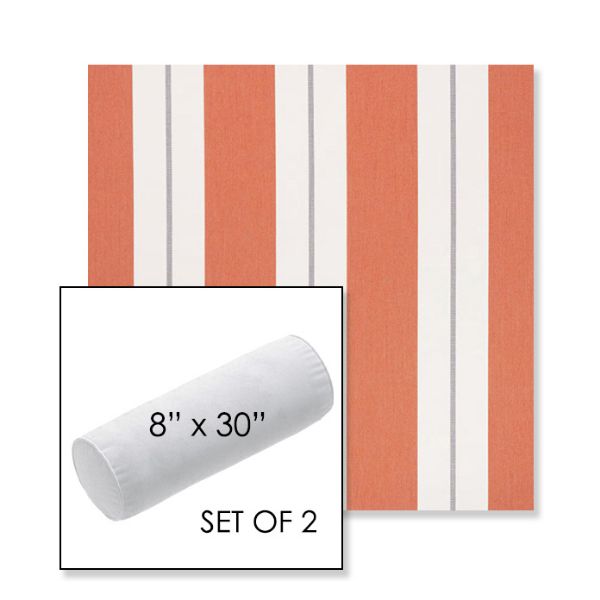 Picture of Relate Persimmon | Set of 2 | 8" x 30" Sunbrella Outdoor Bolster Pillows with Premium Inserts