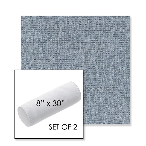 Picture of Remix Denim | Set of 2 | 8" x 30" Sunbrella Outdoor Bolster Pillows with Premium Inserts
