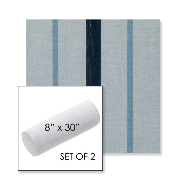 Picture of Revival Denim | Set of 2 | 8" x 30" Sunbrella Outdoor Bolster Pillows with Premium Inserts