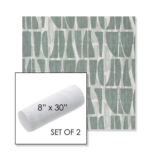 Picture of Scheme Mist | Set of 2 | 8" x 30" Sunbrella Outdoor Bolster Pillows with Premium Inserts