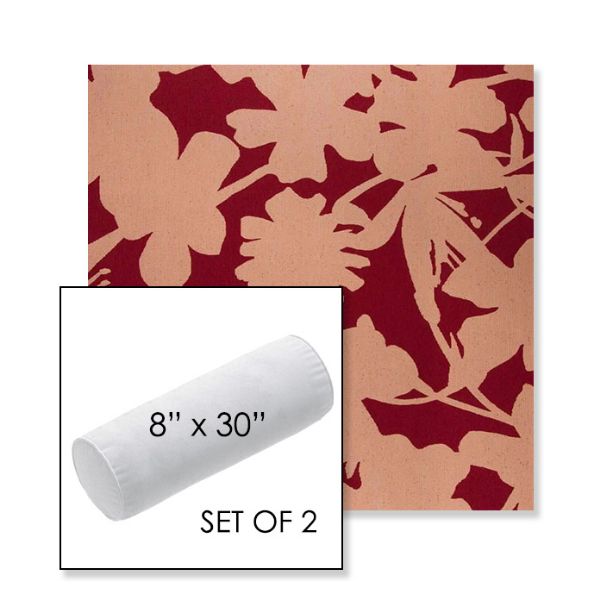 Picture of Sonny Cherry Pop | Set of 2 | 8" x 30" Sunbrella Outdoor Bolster Pillows with Premium Inserts