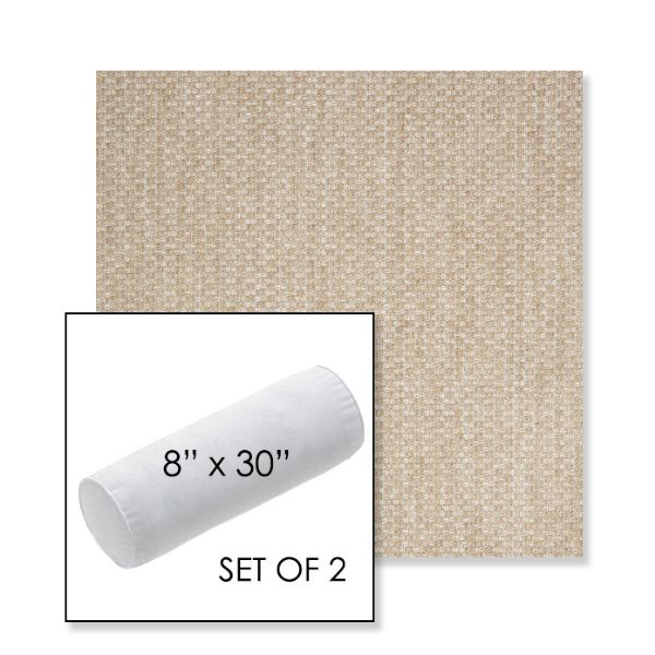 Picture of Tailored Putty | Set of 2 | 8" x 30" Sunbrella Outdoor Bolster Pillows with Premium Inserts