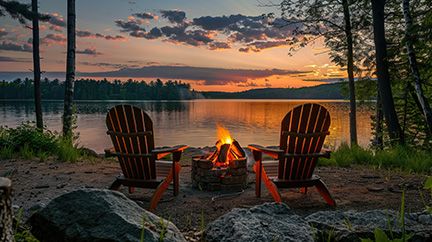 Adirondack Chairs by the lake are better with Adirondack Chair Cushions