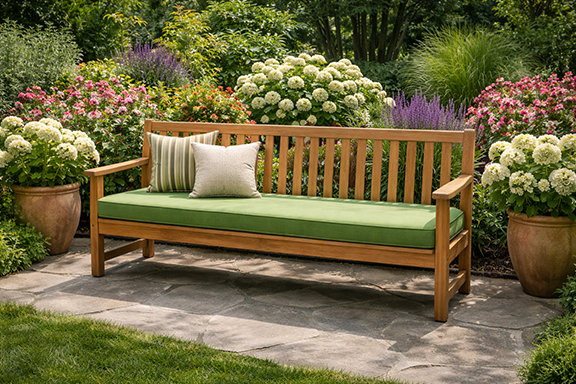 Custom Outdoor Bench Cushions in Sunbrella Fabrics