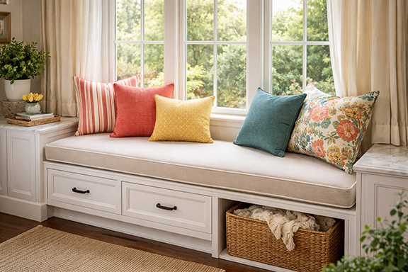 Custom Outdoor Bench Cushions in Sunbrella Fabrics