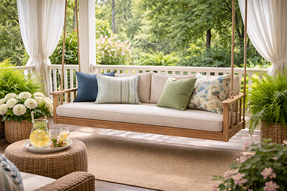 Custom Outdoor Bench Cushions in Sunbrella Fabrics