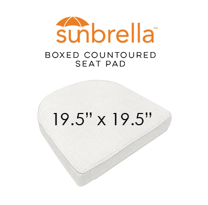 19.5" x 19.5" x 3" Custom Wicker Dining Chair Cushions – Contoured & Rounded Back Boxed Seat Cushions