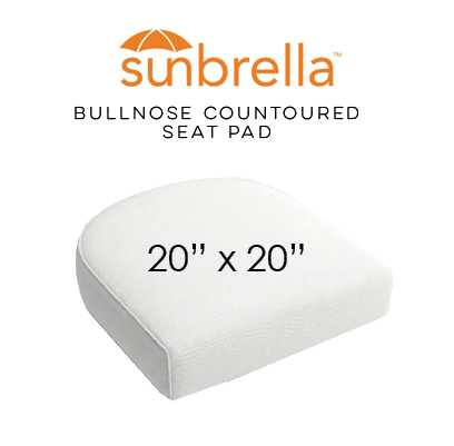 20" x 20" x 3" Custom Wicker Dining Chair Cushions – Bullnose front Edge Contoured & Rounded Back Boxed Seat Cushions