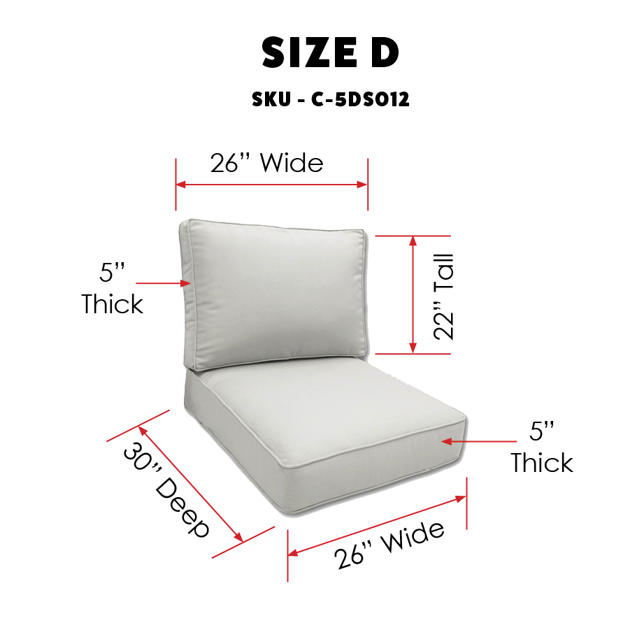 Deep Seating Patio Chair Replacement Cushions Size D