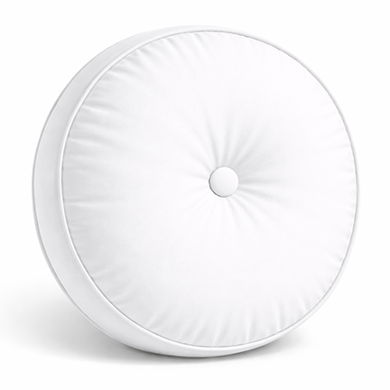 Round Boxed Outdoor Pillow with A Covered Button