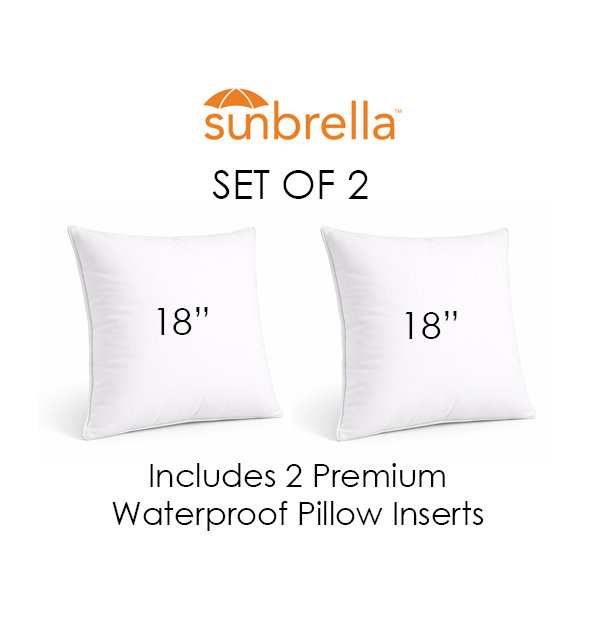 Sunbrella® Adena Canvas | Set of 2 | 18" Square Outdoor Throw Pillows with Premium Inserts