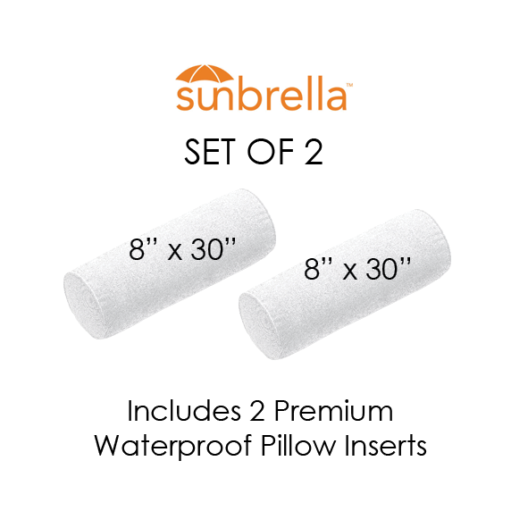 SET OF 2 8" x 30" Outdoor Bolster Pillow - Sunbrella® Outdoor Pillows