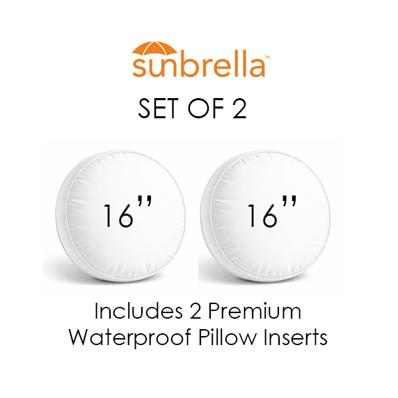 SET OF 2 16" Boxed Round - 3" Thick Box - Sunbrella® Outdoor Pillows