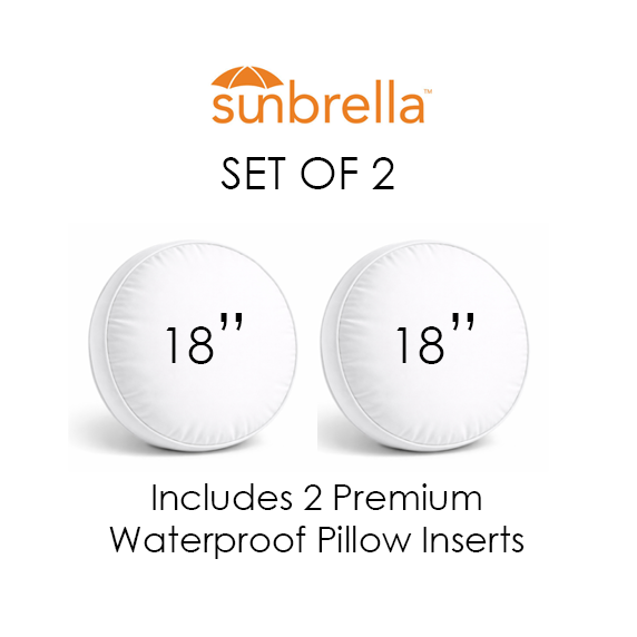 SET OF 2 18" Boxed Round - 3" Thick Box - Sunbrella® Outdoor Pillows